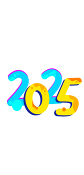 Colorful 2025 new year png