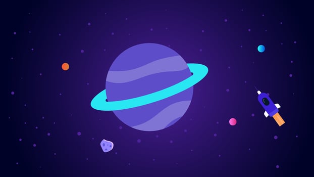 Space exploration animation concept. Outer space science. Universe and galaxy illustration. vector