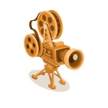 Vintage Cinema Projector Cartoon Illustration vector