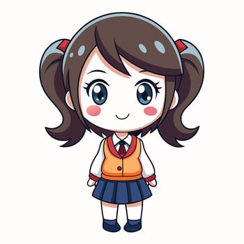 a cartoon girl in school uniform vector