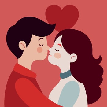 Valentine day kissing couple design vector
