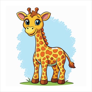 Cartoon giraffe on forest vector
