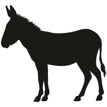 A silhouette of a donkey standing on a white background vector