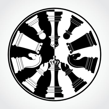 chess figures black white circle symbol vector