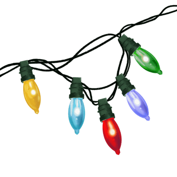 Christmas lights illustration Glowing red green blue png