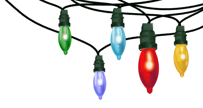 Christmas lights illustration Glowing winter decor png