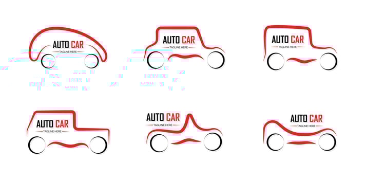 Silhouette sports race auto cars icons set, modern shapes thin line contour symbols, outline illustrations or logo vector