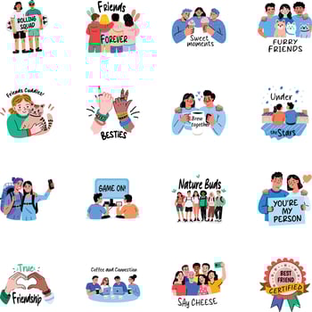 Collection of Flat Style Friendship Bond Stickers vector
