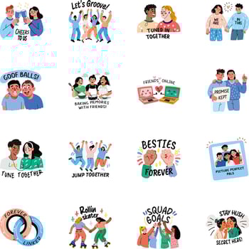 Set of Flat Style Friendship Stickers vector
