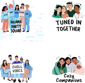 Pack of Friends Forever Flat Style Stickers vector