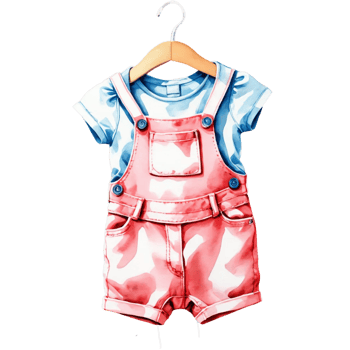 A pink overalls and blue shirt on a hanger png