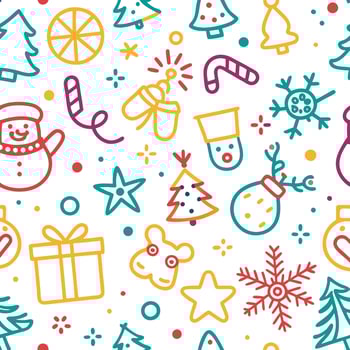 christmas seamless pattern with colorful icons vector