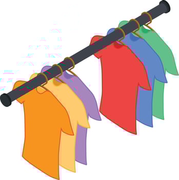 T-Shirts Hanging on a Rack vector