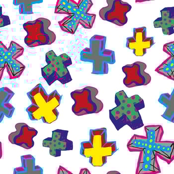 seamless pattern with abstract crosses in hand drawn style vector