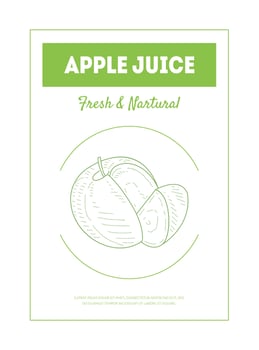 Apple Juice Banner Template, Fresh and Natural Drink Packaging, Label, Branding Identity Illustration vector