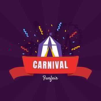 Carnival Funfair Banner Template with Circus Tent, Amusement Park Poster, Design Element Can Be Used for Invitation Card, Flyer, Coupon Illustration vector