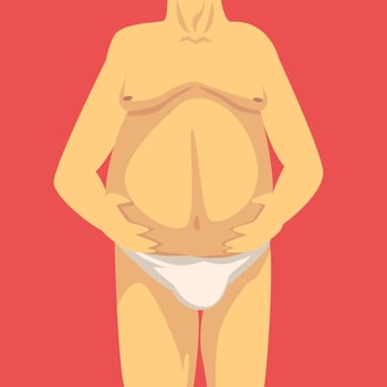 Male Torso with a Fat Belly, Front View, Obesity and Unhealthy Eating Problems Illustration vector