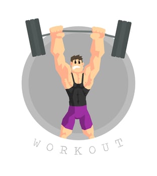 Muscular Man Rising Barbell, Physical Workout Training, Active Healthy Lifestyle Illustration vector