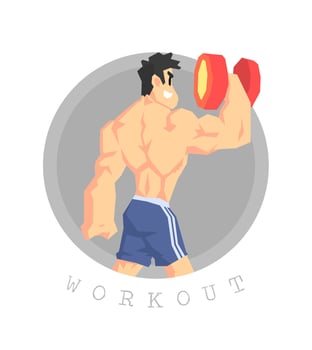 Muscular Man Exercising with Dumbbells, Physical Workout Training, Active Healthy Lifestyle Illustration vector