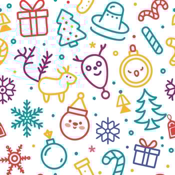 christmas seamless pattern with colorful icons vector