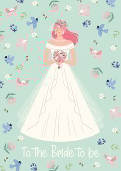 illustration with cute bride Design element for wedding concept and other uses vector