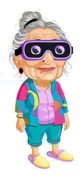 Grandma in VR glasses. isolated illustration vector