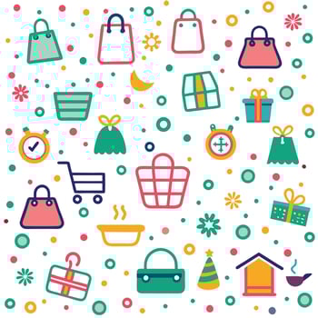 shopping bags and other items are shown in this pattern vector