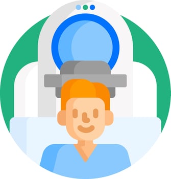 A man is sitting in a hospital bed with a machine on top vector