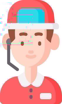 A man wearing a red hat and a headset vector