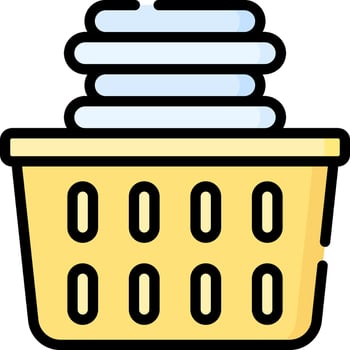 A basket with stacked laundry on top vector