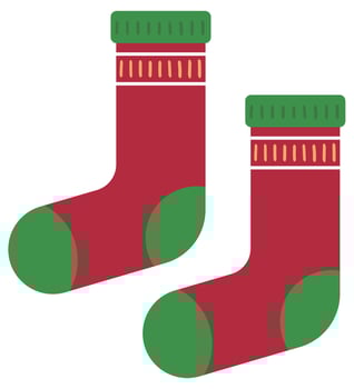 Flat of red Christmas sock on white background. vector