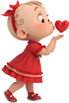 Stylish Cartoon Style Baby Girl Posing for Valentines Festival. . png