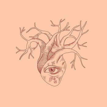 heart and eyeball tattoo design vector