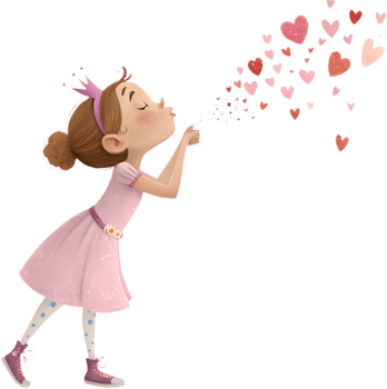 Cartoon Girl Posing at Valentines Festival with Adorable Style. . png