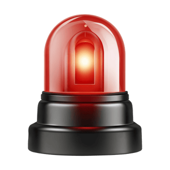 3d red siren warning light on transparent background png