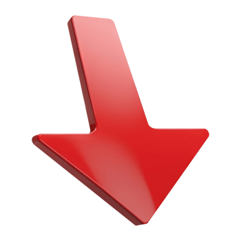 Red arrow down on transparent background png