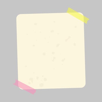 Blank light yellow poster mockup on gray background with adhesive tape vector