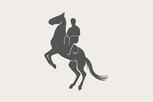 Standing horse and rider silhouette vector