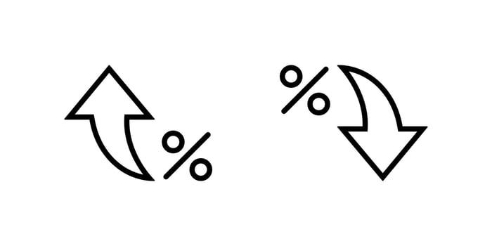 Arrow percent icon in line style. Up and down percentage outline sign symbol vector
