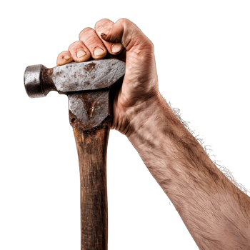 Hammer in man's hand transparent background png