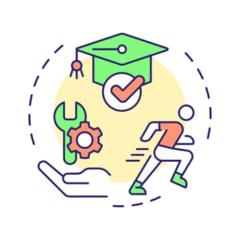 Kinesthetic learning multi color concept icon. Learning through hands on activities. Special education. Round shape line illustration. Abstract idea. Graphic design. Easy to use in blog post vector