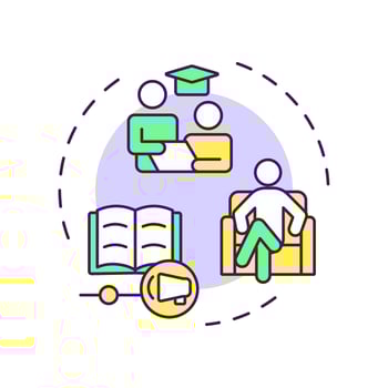 Providing special education multi color concept icon. Opportunities for students with needs. Iep process. Round shape line illustration. Abstract idea. Graphic design. Easy to use in article vector