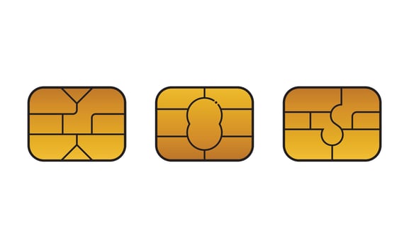 four sim cards with different shapes and sizes vector