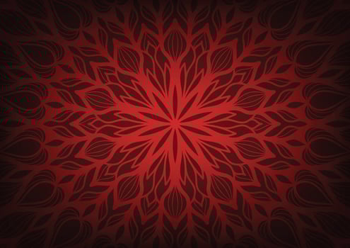 Dark red mandala floral flower pattern background vector