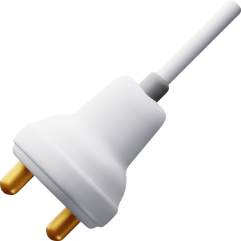 3d white electric plug png