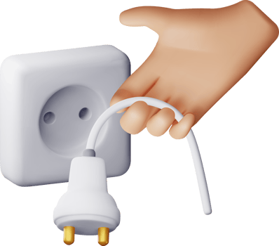 3D electric plug and socket in hand png
