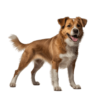 Side of standing dog pet on transparent background png