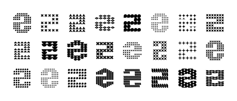 Bundle of modern flat line letter Z, number 2 logo vector
