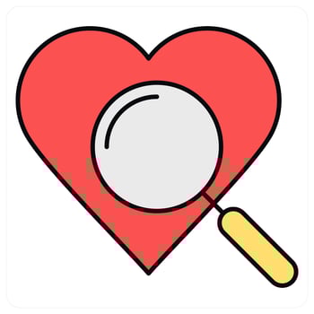 Search Heart and heart icon concept vector