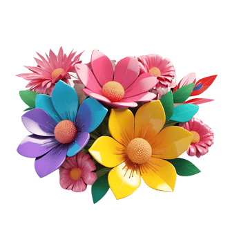 3d illustration of flowers on a transparent background png